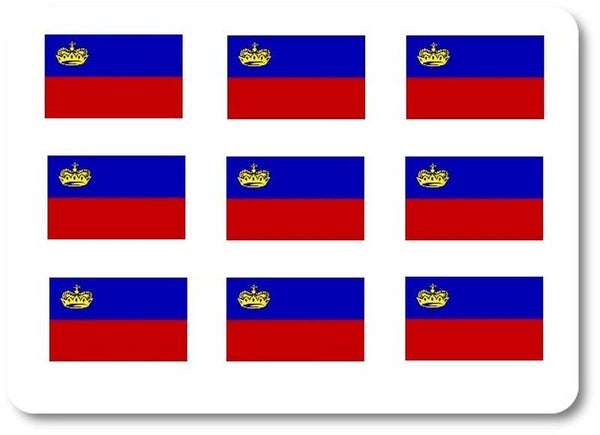 Aufkleber - Sticker - Liechtenstein Flagge - Set - 18 Stück - 25x15 mm