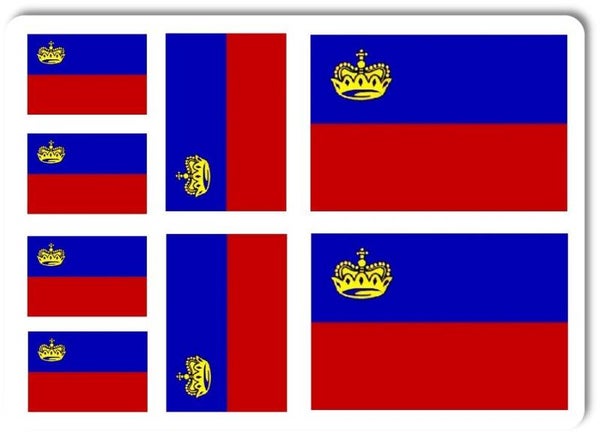 Aufkleber - Sticker - Liechtenstein Flagge - Set - 8 Stück - versch. Größen