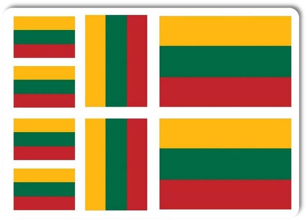 Aufkleber - Sticker - Litauen Flagge - Set - 8 Stück - versch. Größen