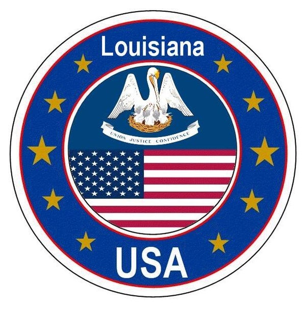 Aufkleber - Bundesstaaten USA - Louisiana  - Rund - versch. Größe