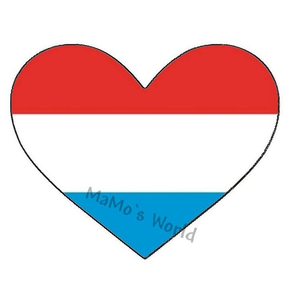 Aufkleber - Flagge - Luxemburg - Herzform - versch. Größen
