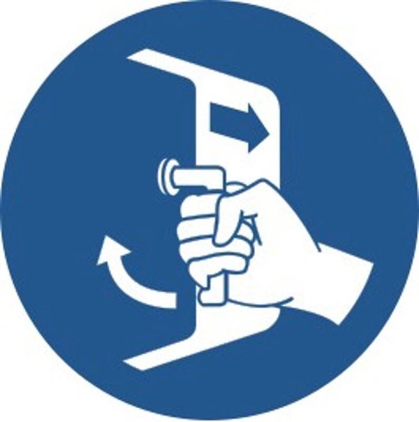 Aufkleber -  M037 Öffnungen schließen und sichern beim Aussetzvorgang - ISO DIN 7010 - Gebotszeichen - versch. Größen