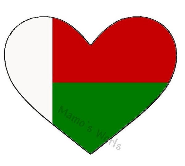 Aufkleber - Flagge - Madagaskar - Herzform - versch. Größen