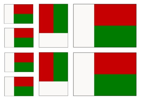 Aufkleber - Sticker - Madagaskar  Flagge - Set - 8 Stück - versch. Größen
