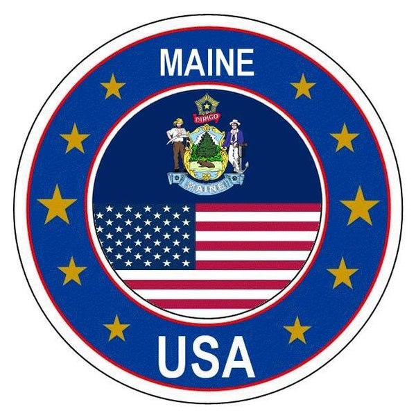 Aufkleber - Bundesstaaten USA - Maine  - Rund - versch. Größe
