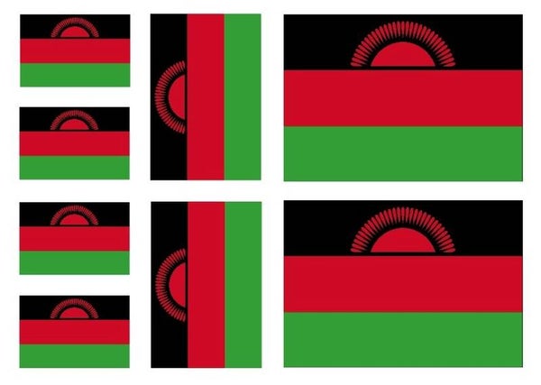 Aufkleber - Sticker - Malawi  Flagge - Set - 8 Stück - versch. Größen
