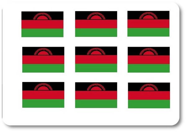 Aufkleber - Sticker - Malawi  Flagge - Set - 18 Stück - 25x15