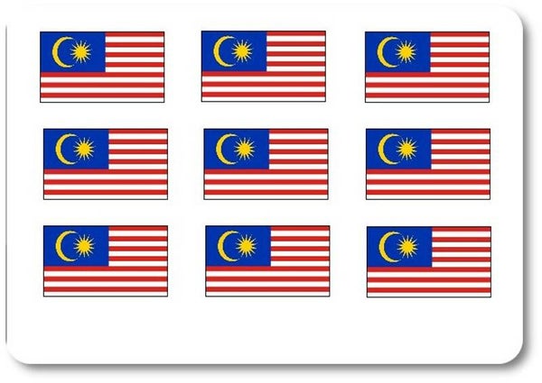 Aufkleber - Sticker -  Malaysia  Flagge - Set - 18 Stück - 25x15