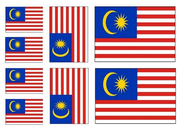 Aufkleber - Sticker -  Malaysia  Flagge - Set - 8 Stück - versch. Größen