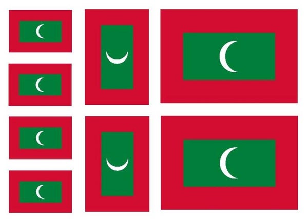 Aufkleber - Sticker -  Malediven  Flagge - Set - 8 Stück - versch. Größen