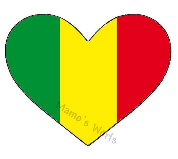 Aufkleber - Flagge - Mali - Herzform - versch. Größen