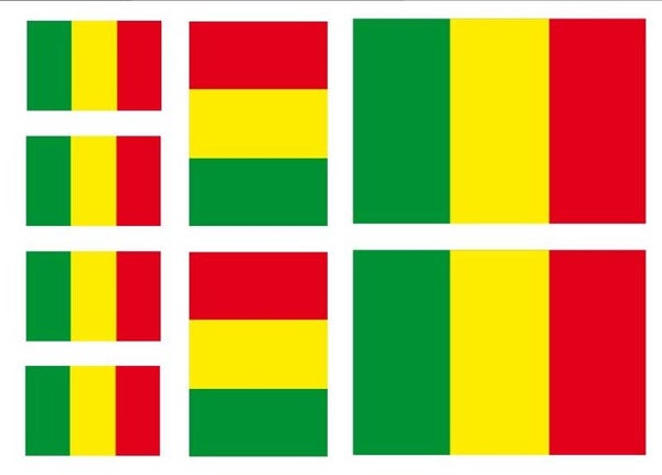 Aufkleber - Sticker - Mali  Flagge - Set - 8 Stück - versch. Größen