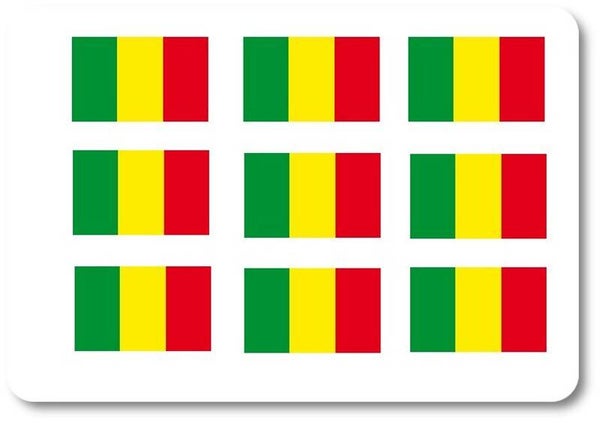 Aufkleber - Sticker - Mali  Flagge - Set - 18 Stück - 25x15
