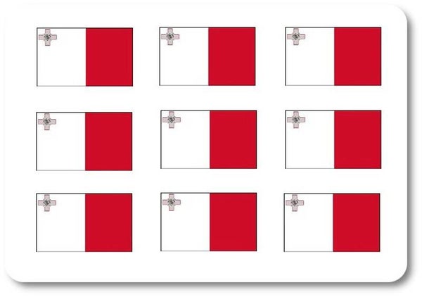 Aufkleber - Sticker - Malta Flagge - Set - 18 Stück - 25x15 mm