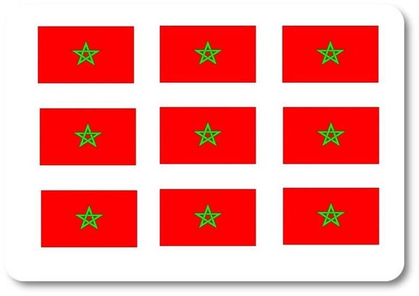 Aufkleber - Sticker - Marokko  Flagge - Set - 18 Stück - 25x15