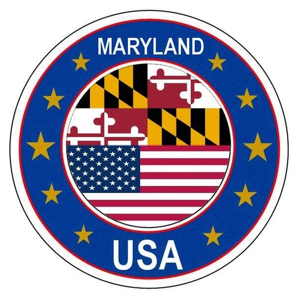 Aufkleber - Bundesstaaten USA - Maryland  - Rund - versch. Größe