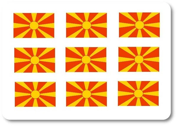 Aufkleber - Sticker - Mazedonien Flagge - Set - 18 Stück - 25x15 mm