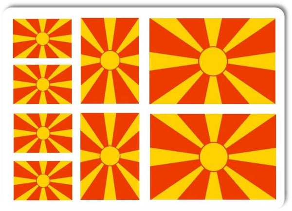 Aufkleber - Sticker - Mazedonien Flagge - Set - 8 Stück - versch. Größen
