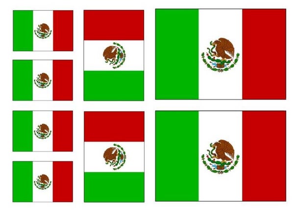 Aufkleber - Sticker - Mexico  Flagge - Set - 8 Stück - versch. Größen