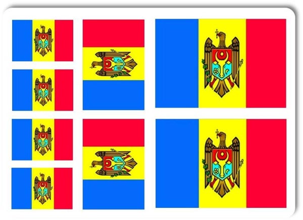 Aufkleber - Sticker - Moldawien Flagge - Set - 8 Stück - versch. Größen