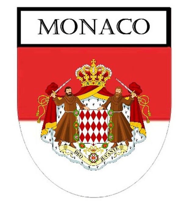 Aufkleber - Sticker - Wappen - Monaco Flagge - versch. Größen