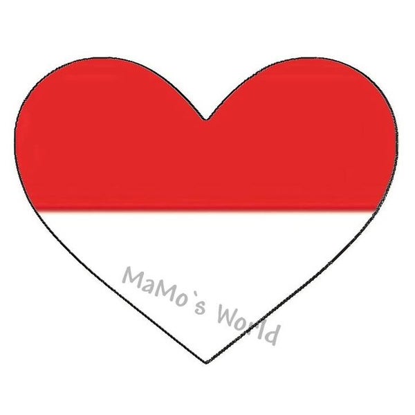 Aufkleber - Flagge - Monaco - Herzform - versch. Größen