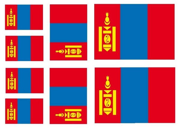 Aufkleber - Sticker -  Mongolei  Flagge - Set - 8 Stück - versch. Größen