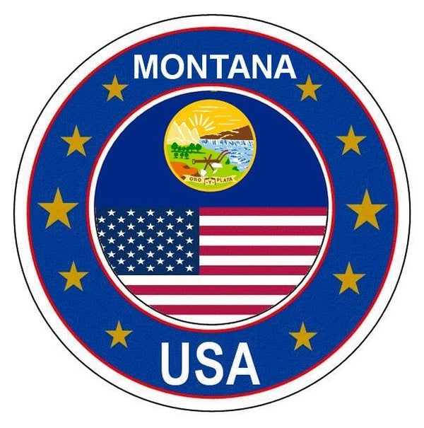 Aufkleber - Bundesstaaten USA - Montana  - Rund - versch. Größe