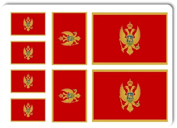 Aufkleber - Sticker - Montenegro Flagge - Set - 8 Stück - versch. Größen