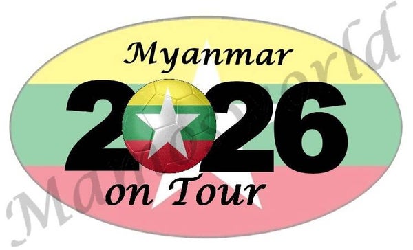 Aufkleber - Sticker - On Tour 2026 - Myanmar - versch. Größen - Oval