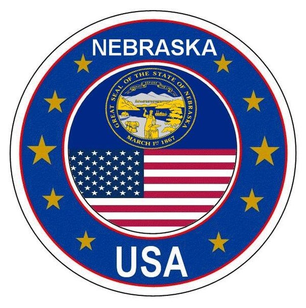 Aufkleber - Bundesstaaten USA - Nebraska  - Rund - versch. Größe