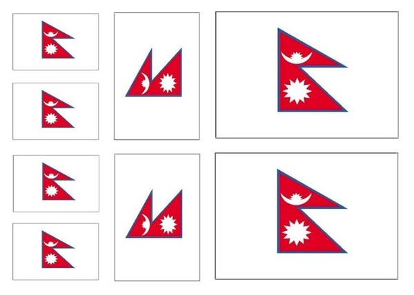 Aufkleber - Sticker -  Nepal  Flagge - Set - 8 Stück - versch. Größen