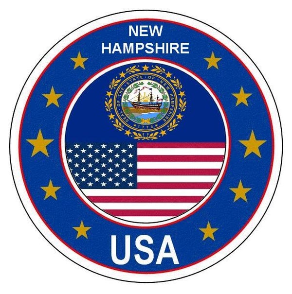 Aufkleber - Bundesstaaten USA - New Hampshire  - Rund - versch. Größe