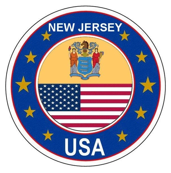 Aufkleber - Bundesstaaten USA - New Jersey  - Rund - versch. Größe
