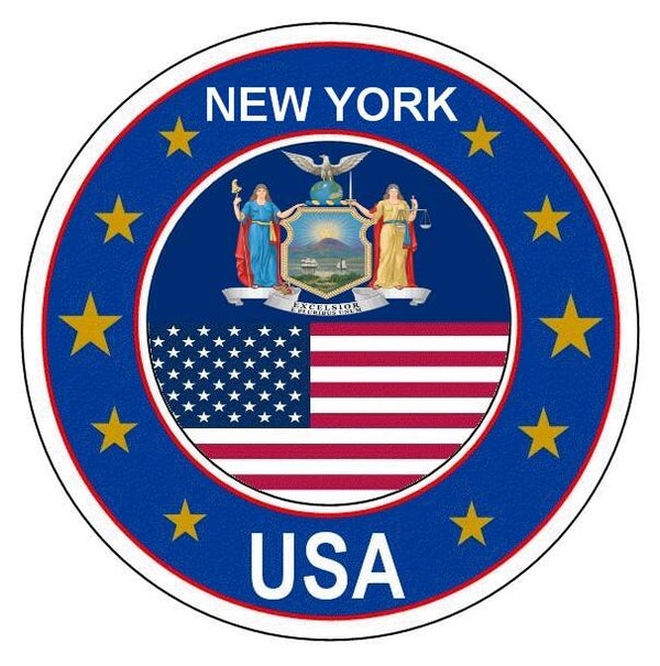 Aufkleber - Bundesstaaten USA - New York  - Rund - versch. Größe