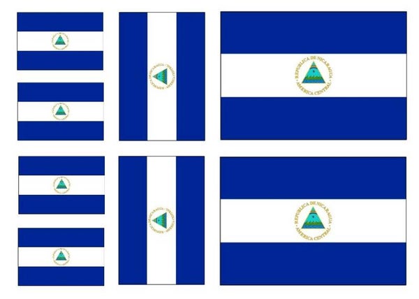 Aufkleber - Sticker - Nicaragua  Flagge - Set - 8 Stück - versch. Größen