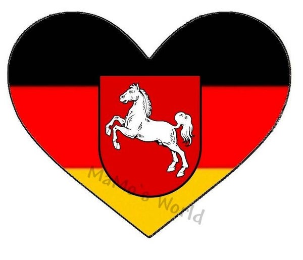 Aufkleber - Flagge - Niedersachsen - Herzform - versch. Größen