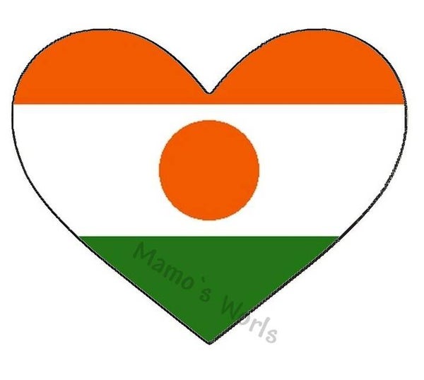 Aufkleber - Flagge - Niger - Herzform - versch. Größen