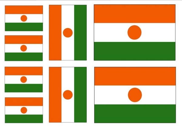 Aufkleber - Sticker - Niger  Flagge - Set - 8 Stück - versch. Größen