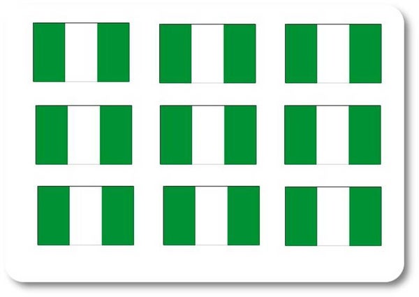 Aufkleber - Sticker - Nigeria  Flagge - Set - 18 Stück - 25x15