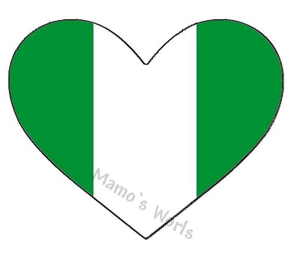 Aufkleber - Flagge - Nigeria - Herzform - versch. Größen
