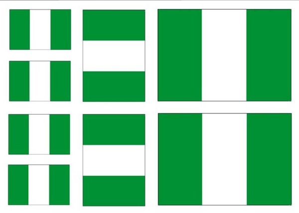Aufkleber - Sticker - Nigeria  Flagge - Set - 8 Stück - versch. Größen