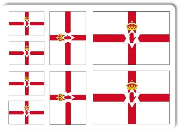 Aufkleber - Sticker - Nordirland Flagge - Set - 8 Stück - versch. Größen