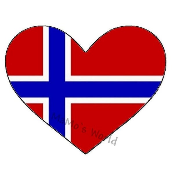 Aufkleber - Flagge - Norwegen - Herzform - versch. Größen