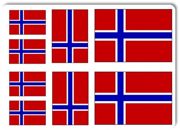 Aufkleber - Sticker - Norwegen Flagge - Set - 8 Stück - versch. Größen