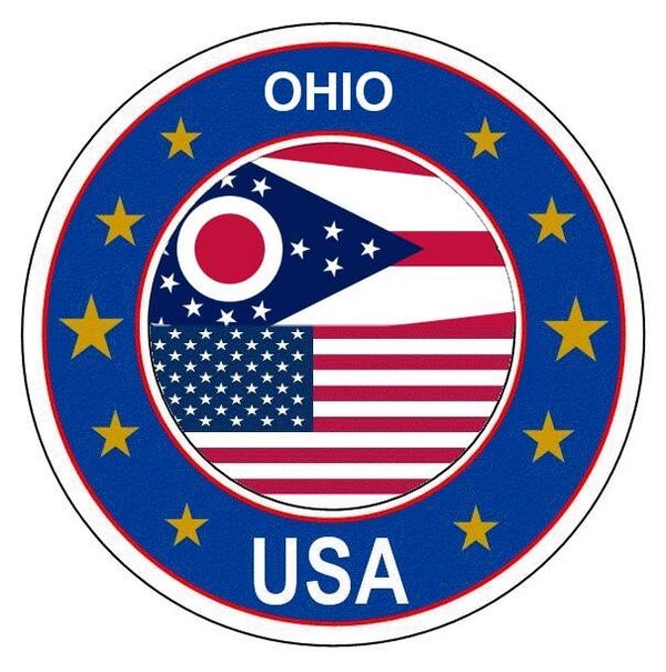 Aufkleber - Bundesstaaten USA - Ohio  - Rund - versch. Größe