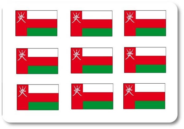 Aufkleber - Sticker -  Oman  Flagge - Set - 18 Stück - 25x15
