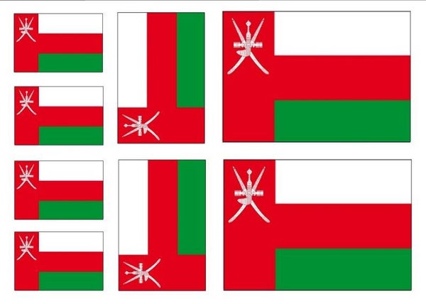 Aufkleber - Sticker -  Oman  Flagge - Set - 8 Stück - versch. Größen