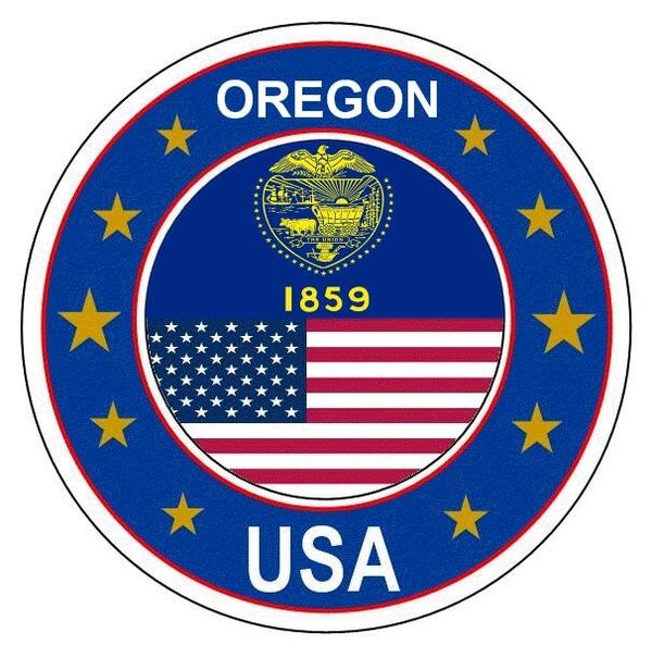 Aufkleber - Bundesstaaten USA - Oregon  - Rund - versch. Größe