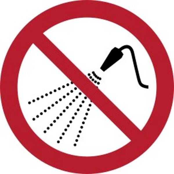 Aufkleber -  P016 Mit Wasser spritzen verboten  - ISO DIN 7010 - Verbotszeichen - versch. Größen